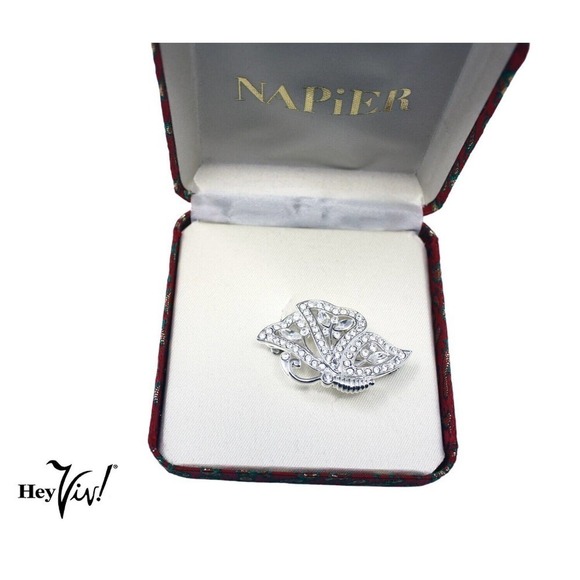 Vintage Stylized Rhinestone Butterfly 1" Pin Original Napier Gift Box - Hey Viv - Picture 1 of 6